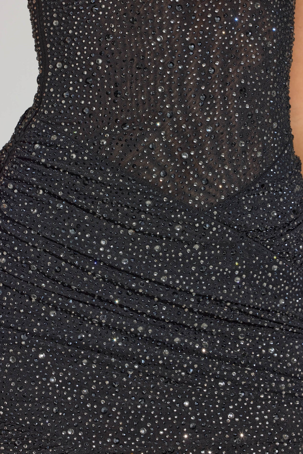 Embellished One-Shoulder Mini Dress in Black - 5