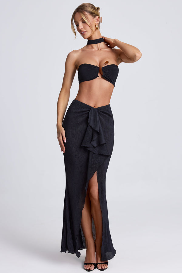 Ruffle-Trim Maxi Skirt in Black - 1