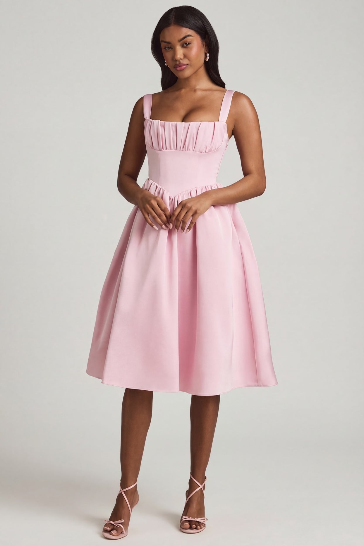 Draped Corset Midaxi Dress in Blush - 5