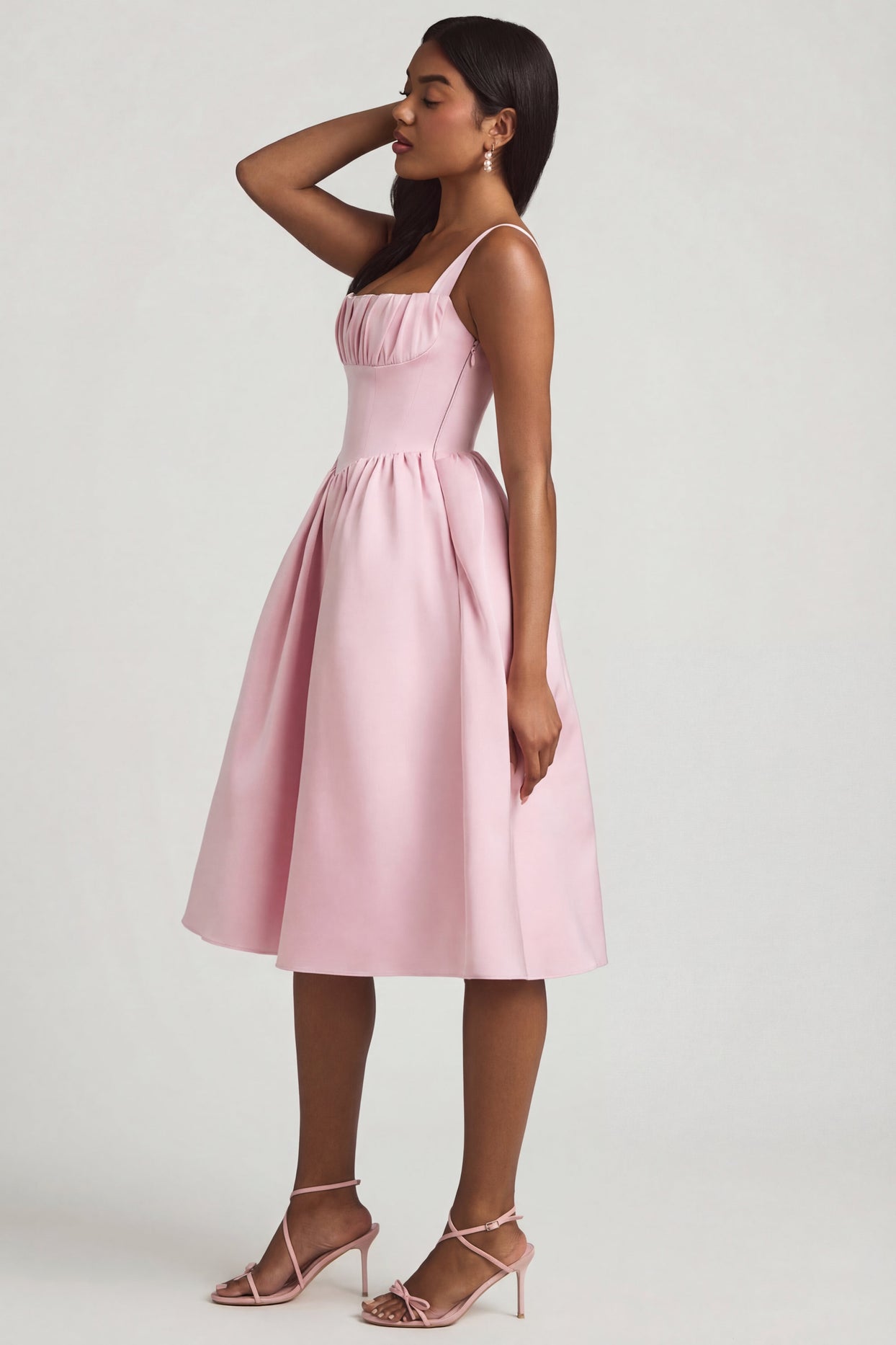 Draped Corset Midaxi Dress in Blush - 3