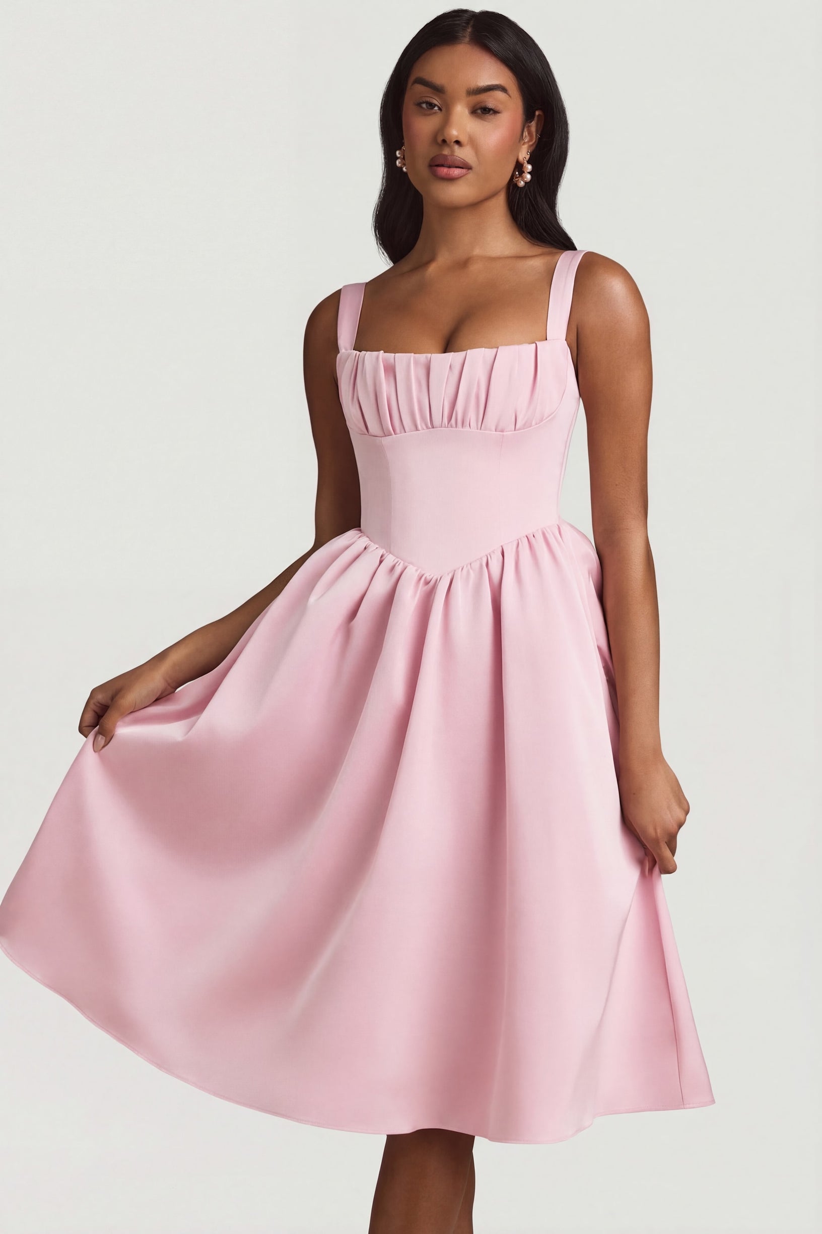 Draped Corset Midaxi Dress in Blush - 1