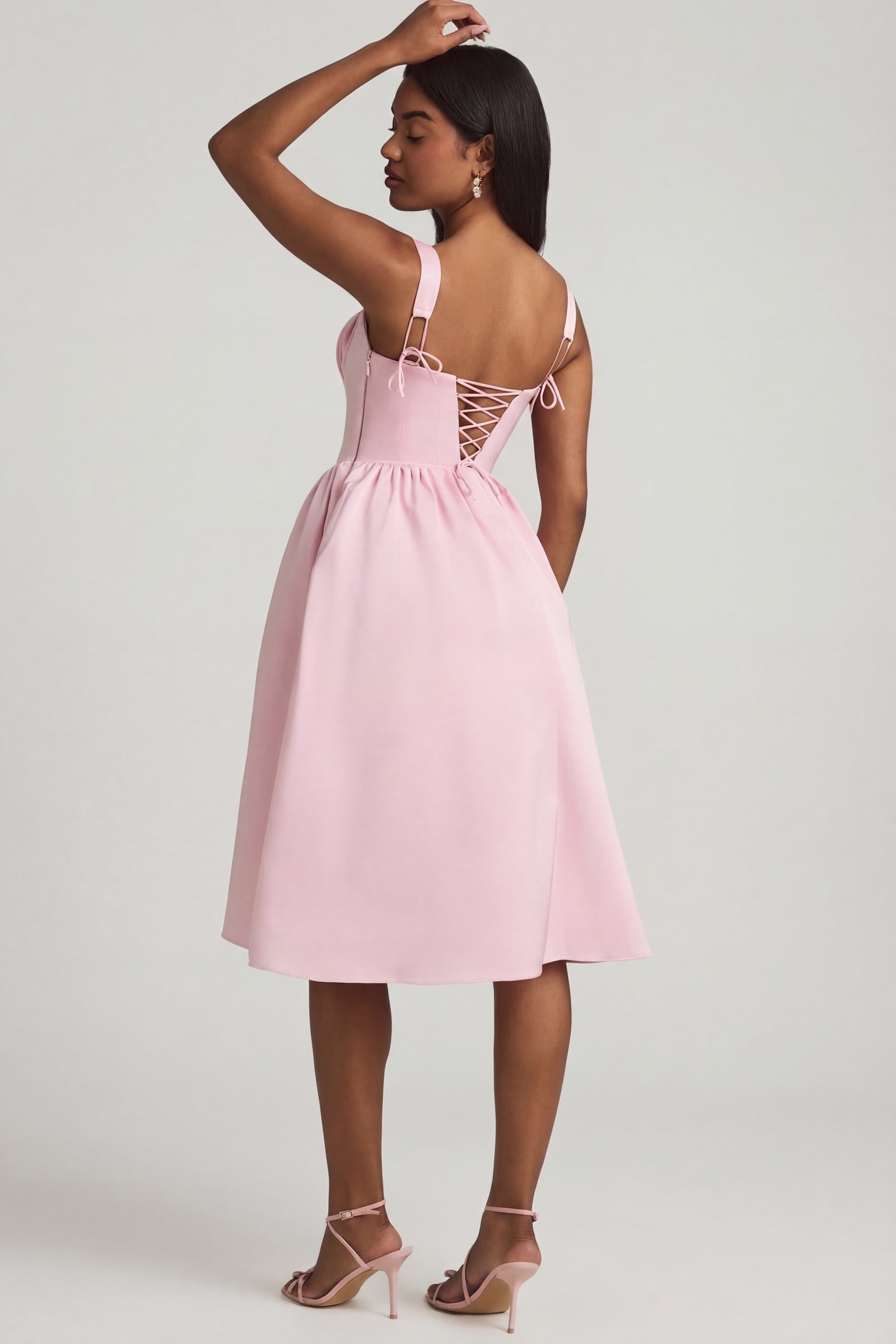 Draped Corset Midaxi Dress in Blush - 2