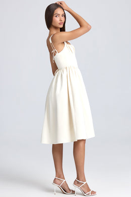 Draped Corset Midaxi Dress in Ivory