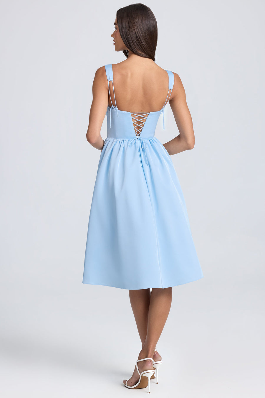 ditsy floral dress Ruched Tier Flowy Midi NEW Loemes Women's Floral Color:POWDER BLUE fall floral knit dress