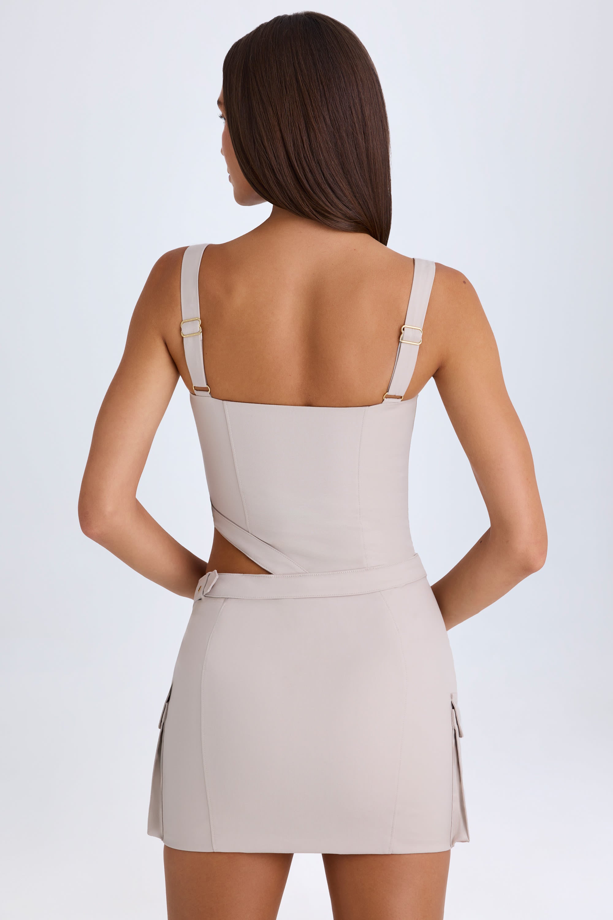 Shiloh Draped Cut-Out Mini Dress in Soft Lilac