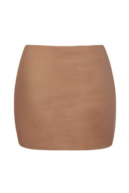 Soft Mesh Low-Rise Micro Mini Slip Skirt in Honey