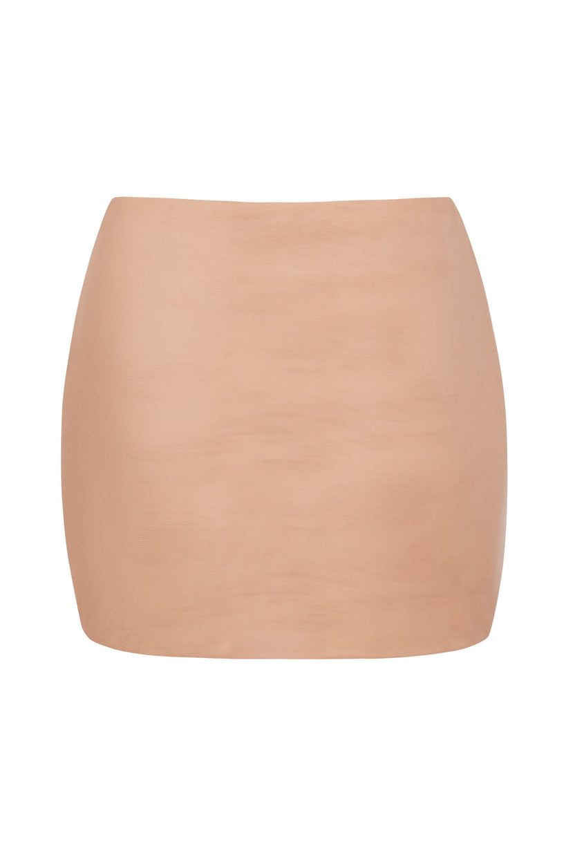 Soft Mesh Low-Rise Micro Mini Slip Skirt in Warm Peach - 2