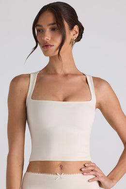 Modal Bow-Detail Crop Top in Ivory