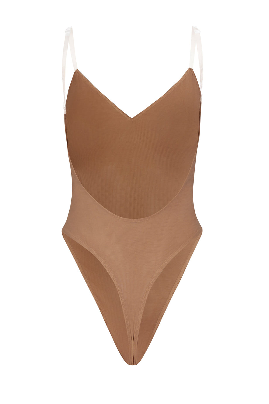 Soft Mesh V-Neck Bodysuit in Honey