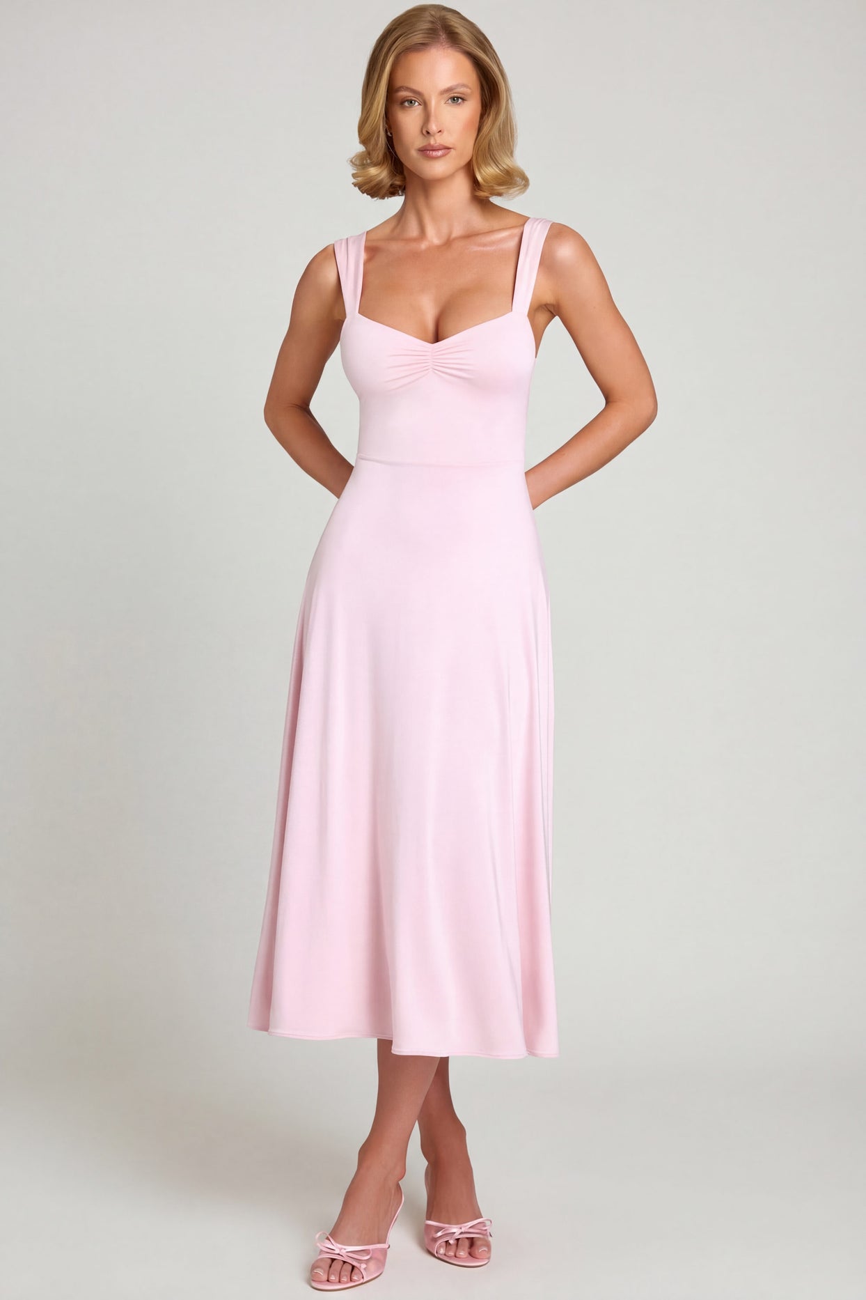 Sweetheart-Neck Ruched Midaxi Dress in Blush - 4