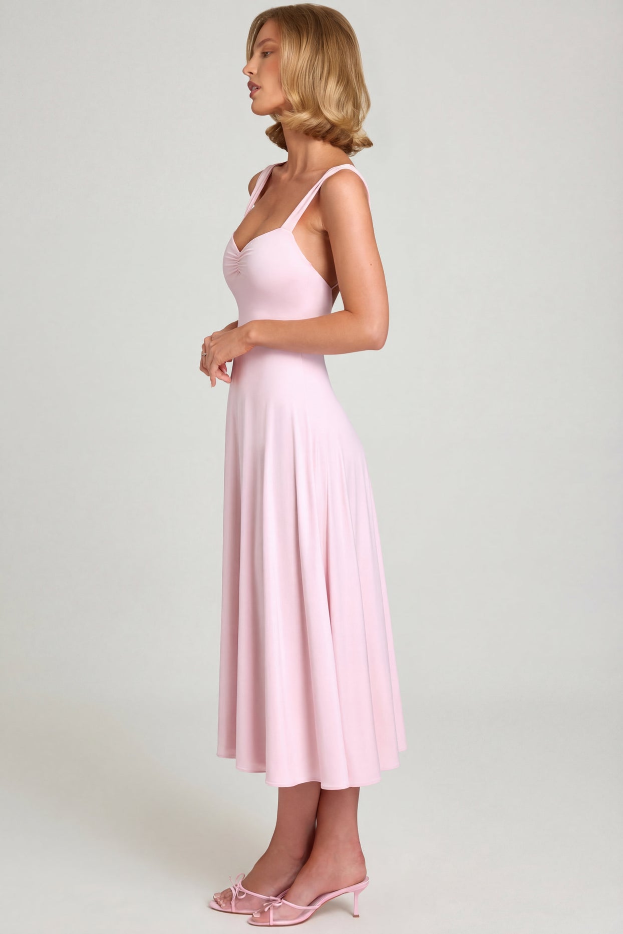 Sweetheart-Neck Ruched Midaxi Dress in Blush - 3
