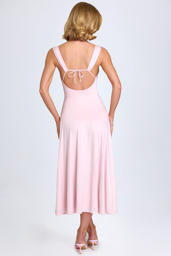 Sweetheart-Neck Ruched Midaxi Dress in Blush