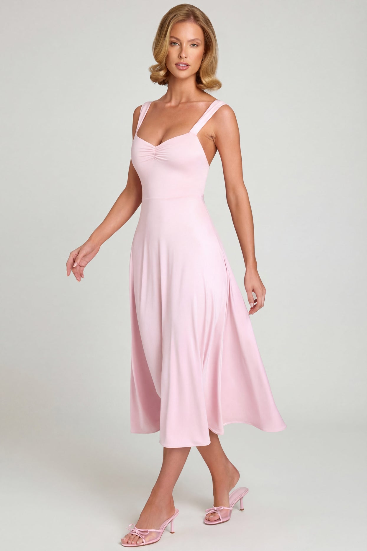 Sweetheart-Neck Ruched Midaxi Dress in Blush - 6