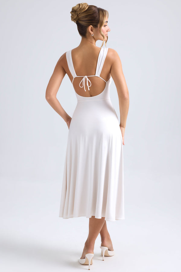 Sweetheart-Neck Ruched Midaxi Dress in Ivory - 2