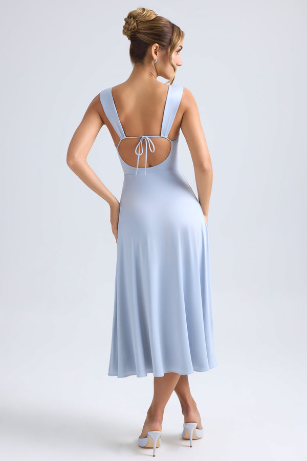 Sweetheart-Neck Ruched Midaxi Dress in Light Blue - 2