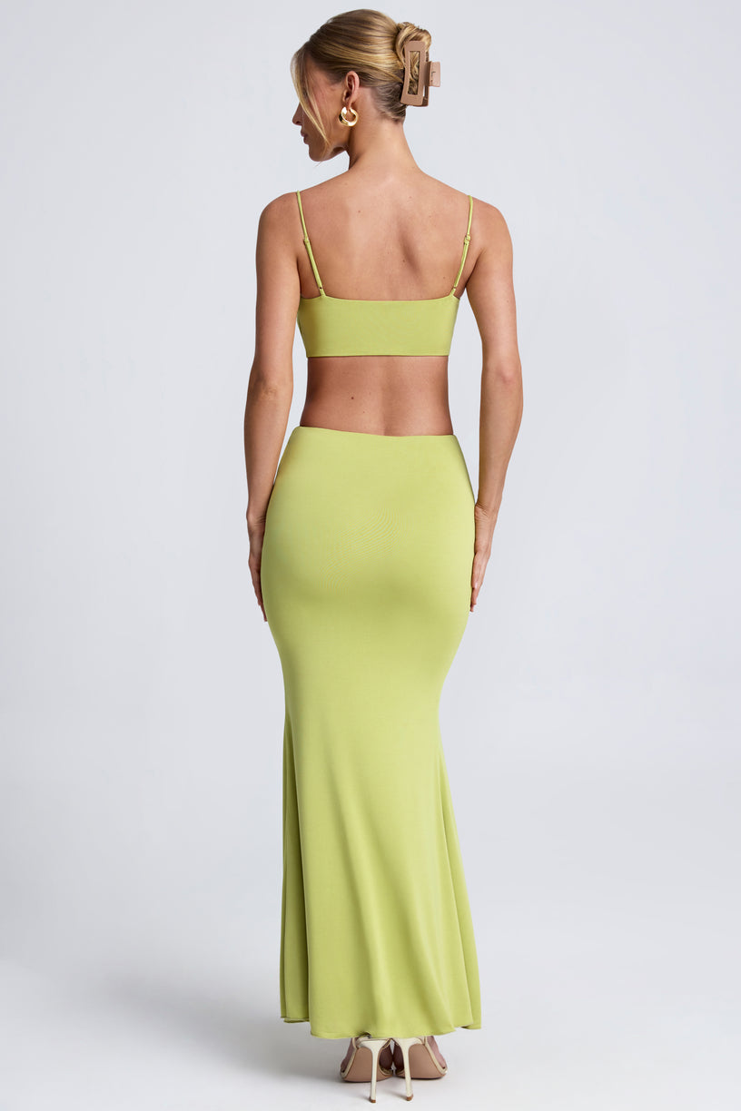 Hardware Detail Cut-Out Maxi Dress in Olive Green - 2
