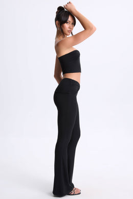 Twist-Front Flared Trousers in Black