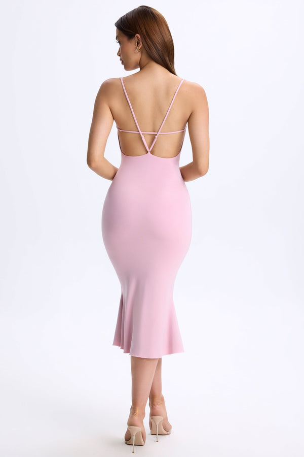 Modal Plunge Open-Back Midaxi Dress in Blush Pink - 2