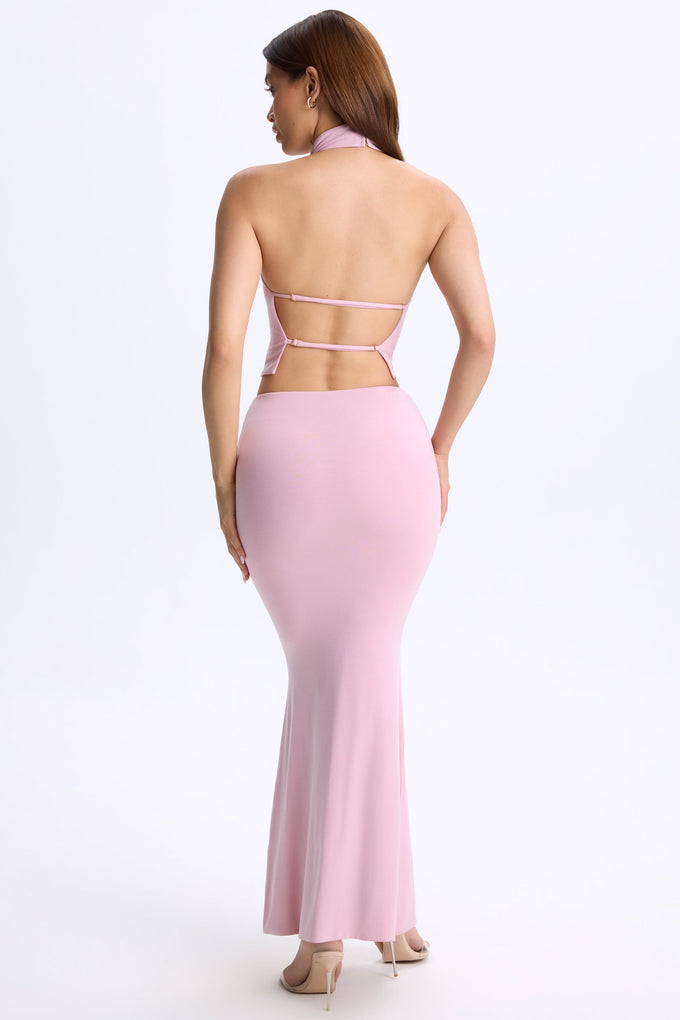 Low-Rise Maxi Skirt in Blush Pink