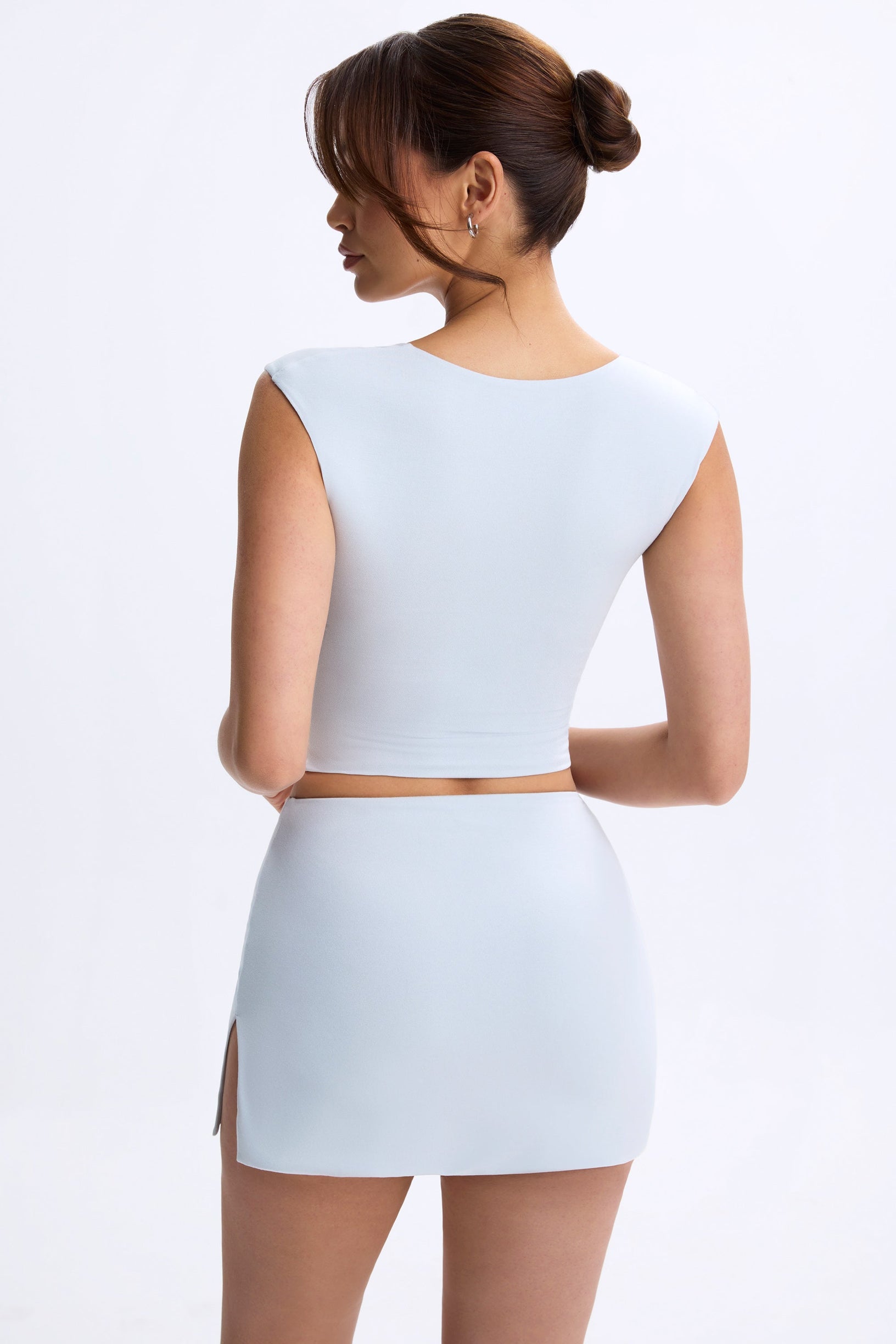 Modal Mid-Rise Micro Mini Skirt in Dusty Blue - 2