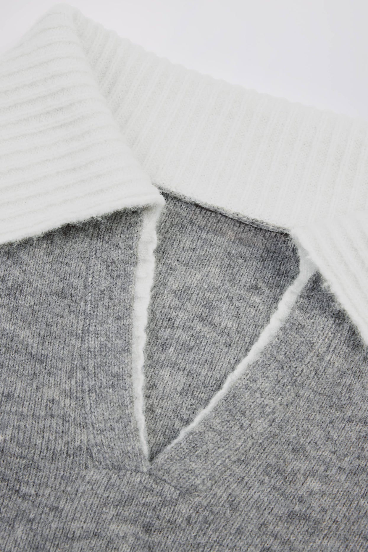 Soft Knit Layered Collar Cropped Jumper in Grey - 5