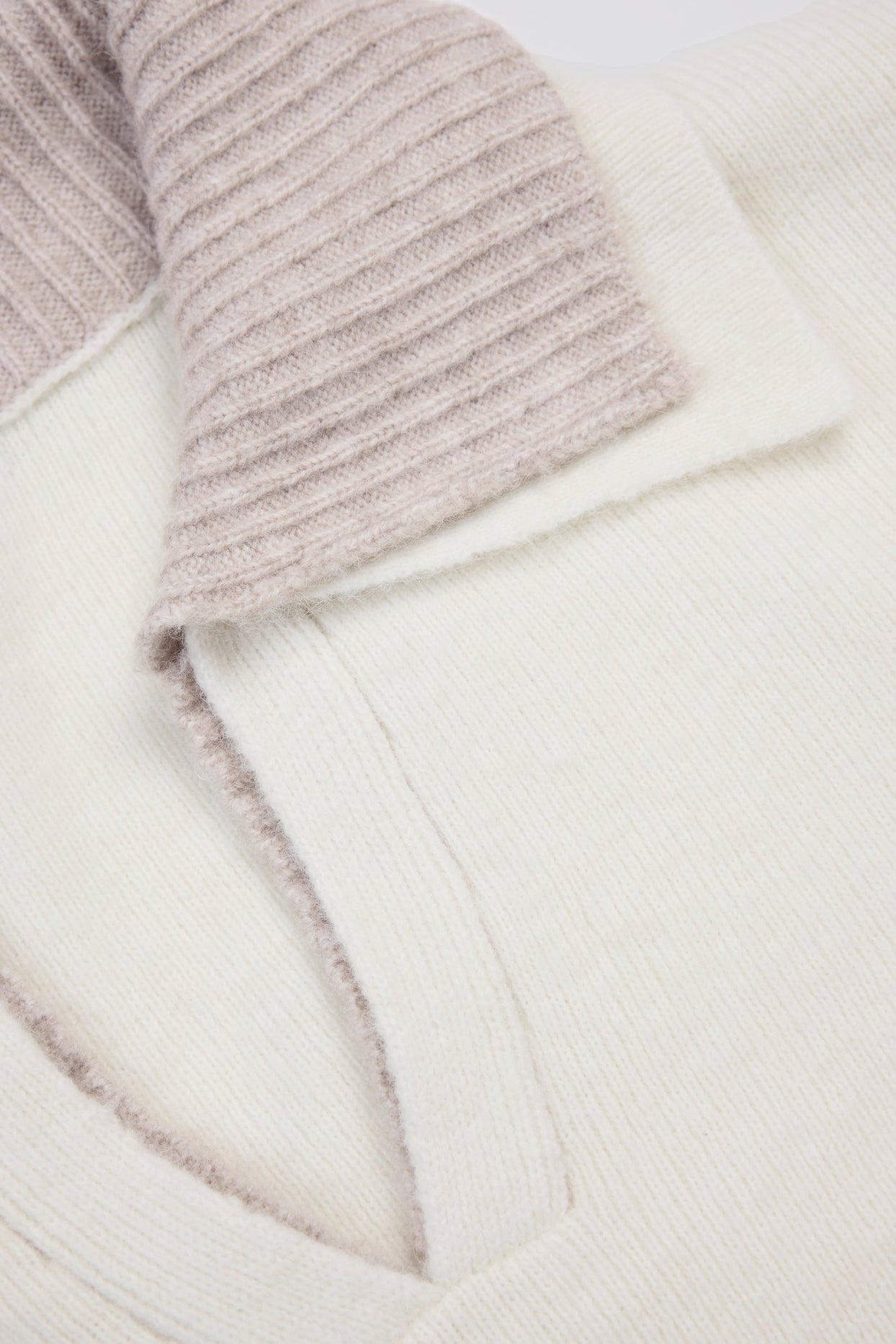 Soft Knit Layered Collar Cropped Jumper in Ivory - 5