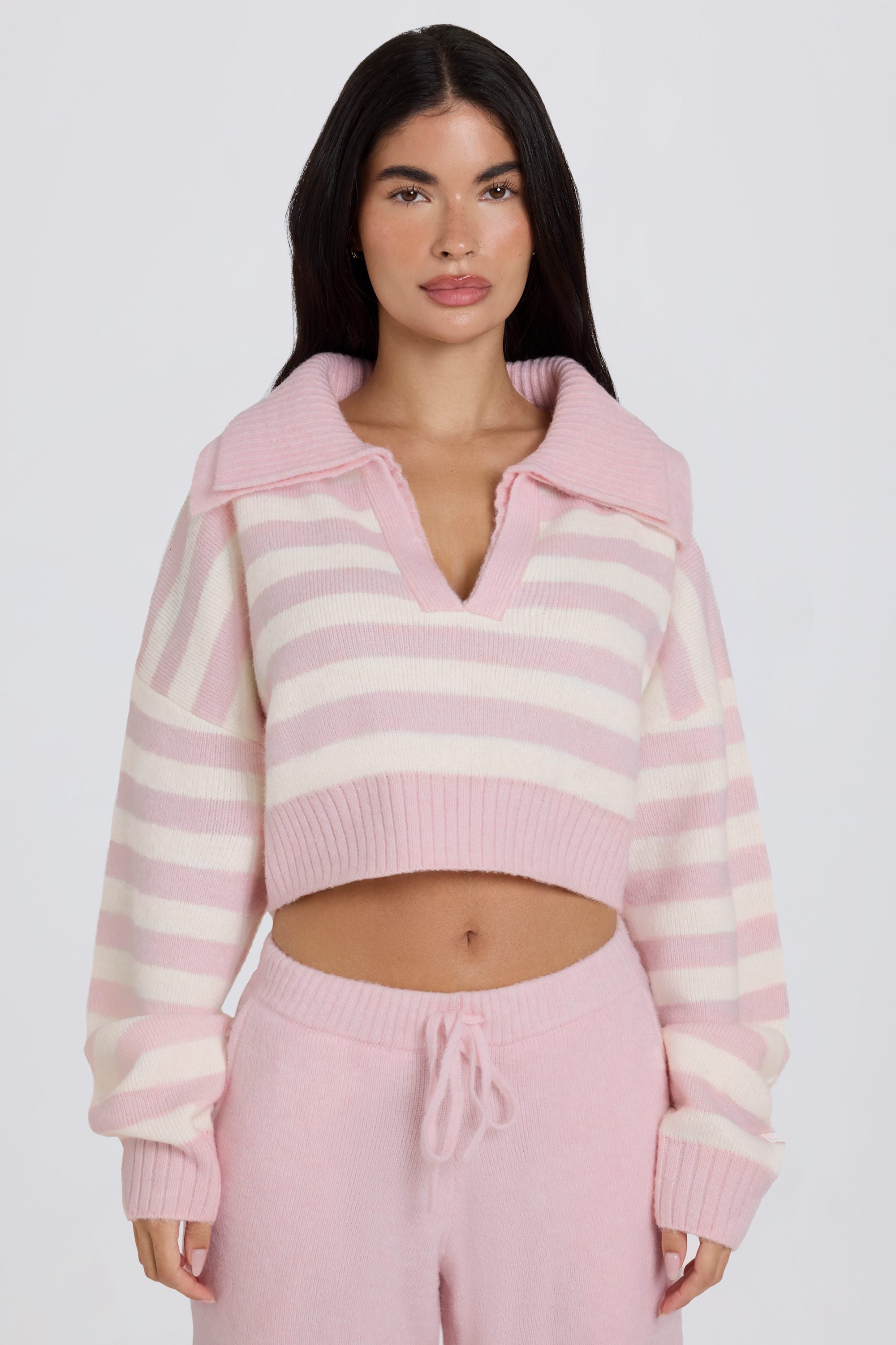 Zip-Up Cropped Knit Hoodie in Soft Pink | Bo+Tee – Oh Polly AU