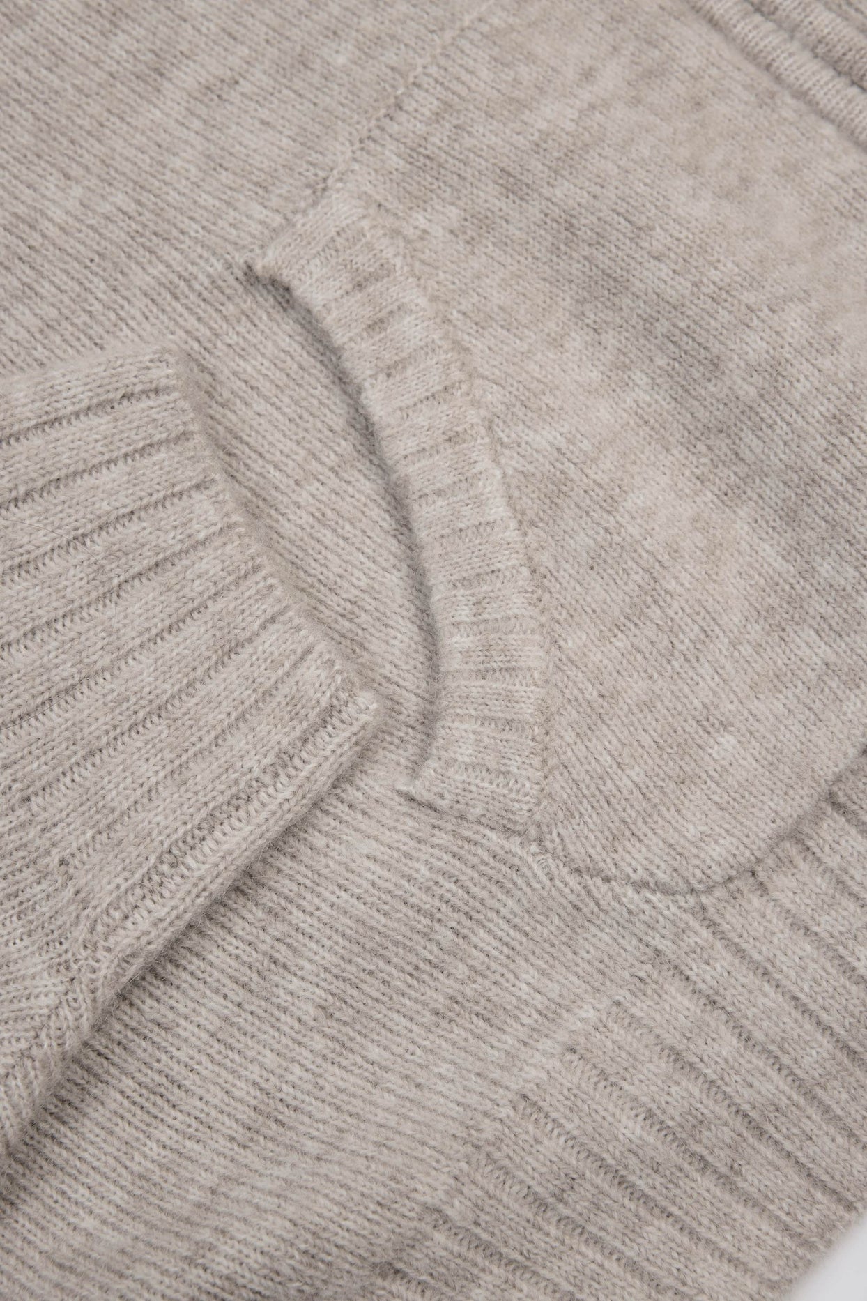 Soft Knit Zip-Up Cropped Hoodie in Beige - 5