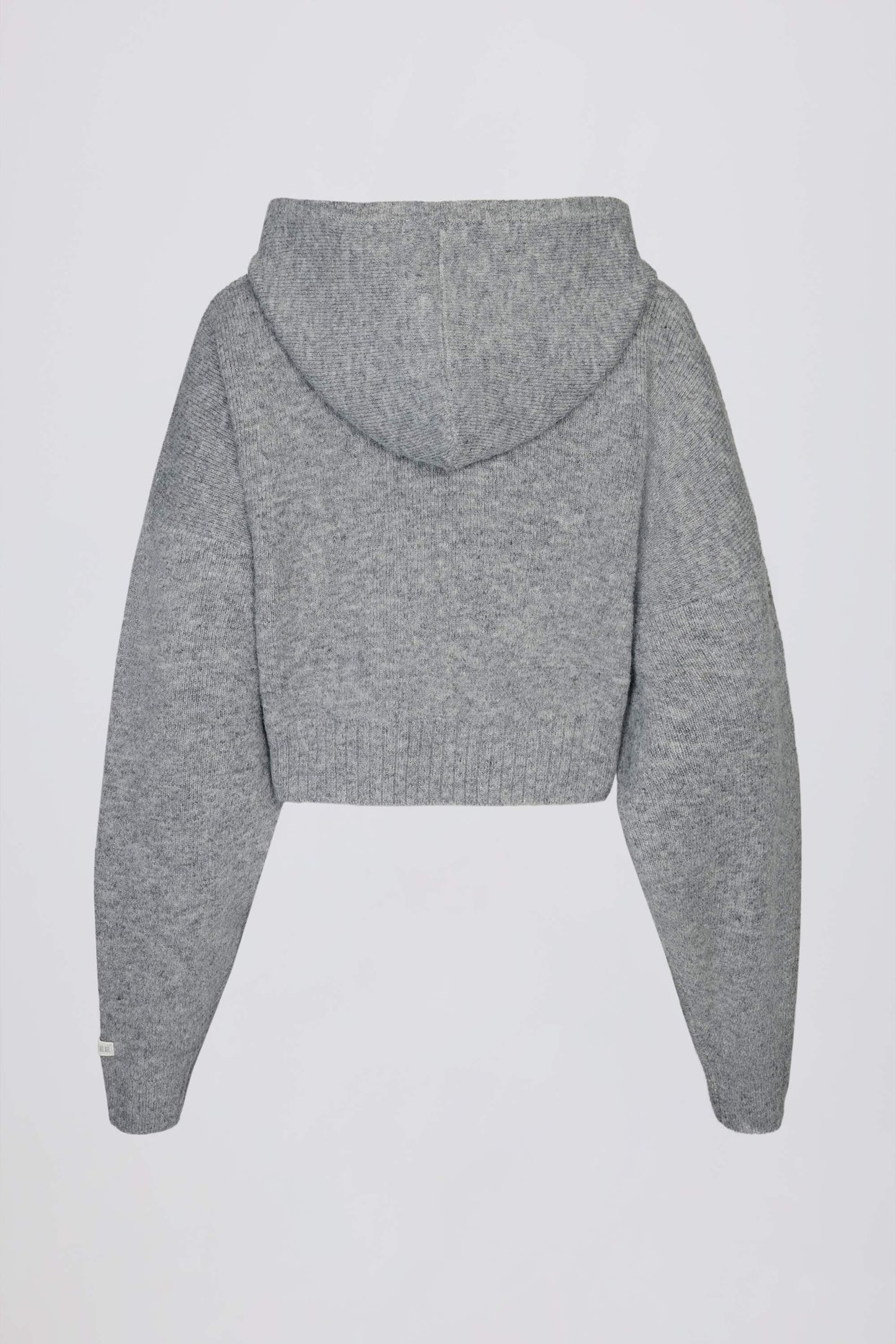 Soft Knit Zip-Up Cropped Hoodie in Grey - 4