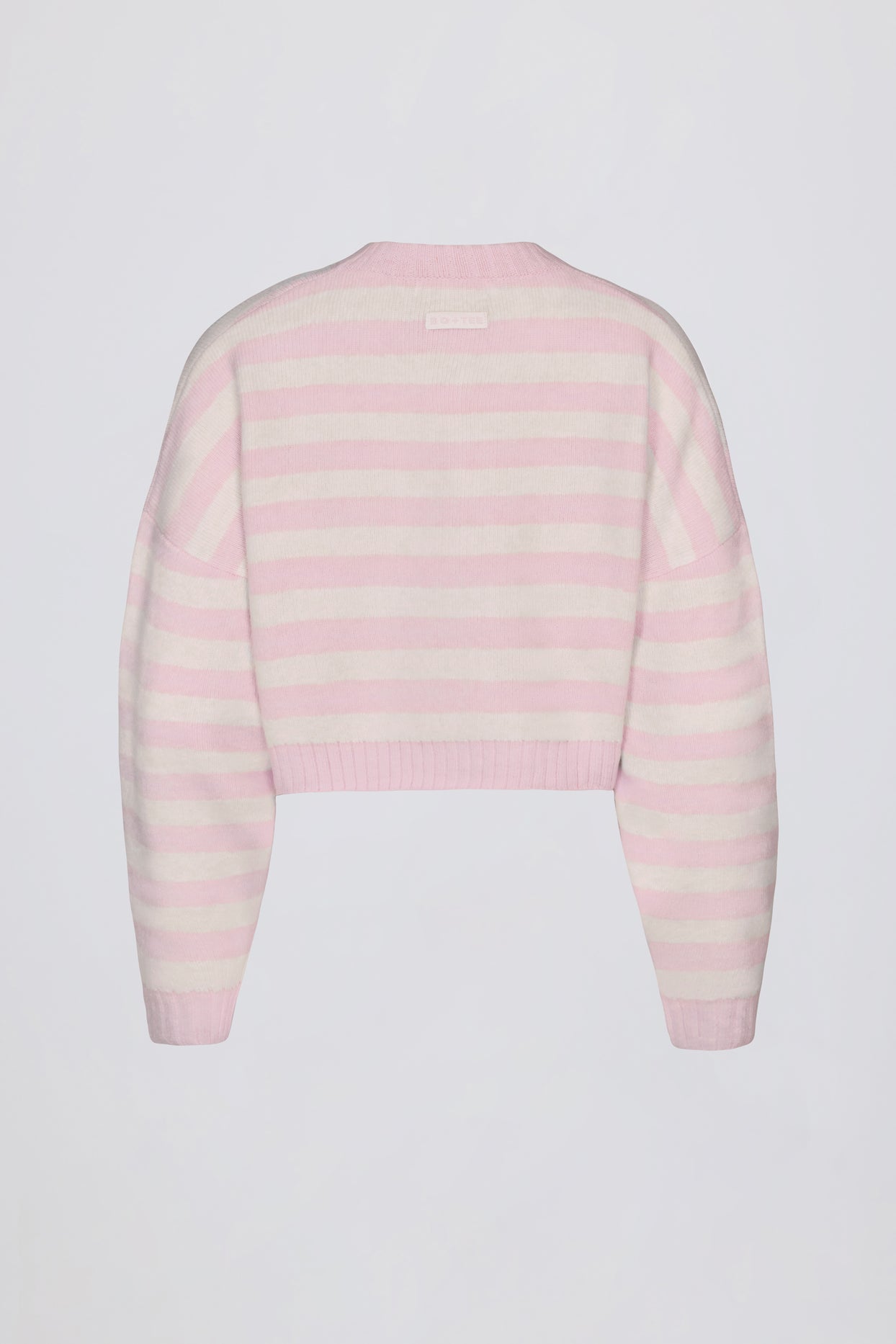 Soft Knit Stripe Cropped Cardigan in Pink Stripe - 4