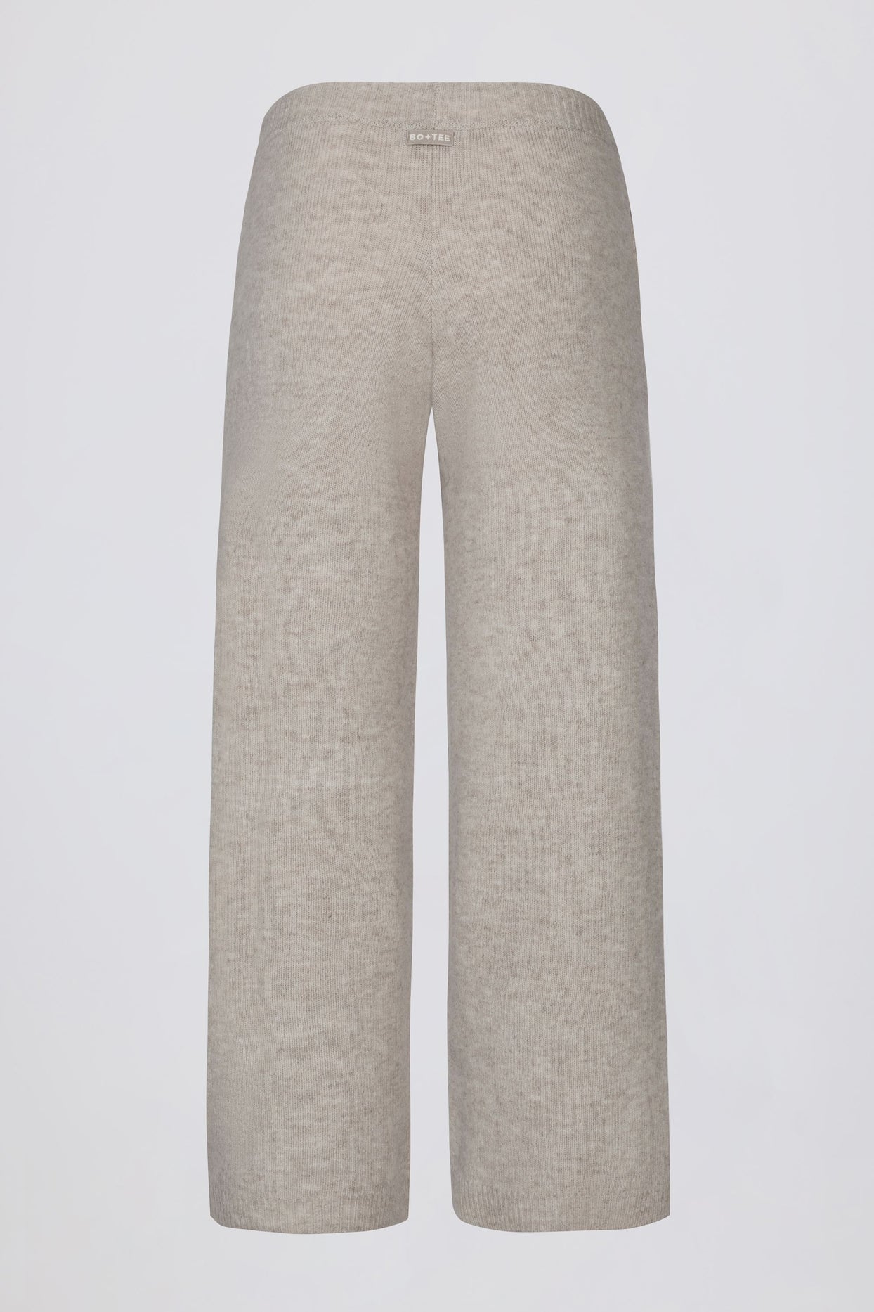 Knit Mid-Rise Wide-Leg Joggers in Beige - 4