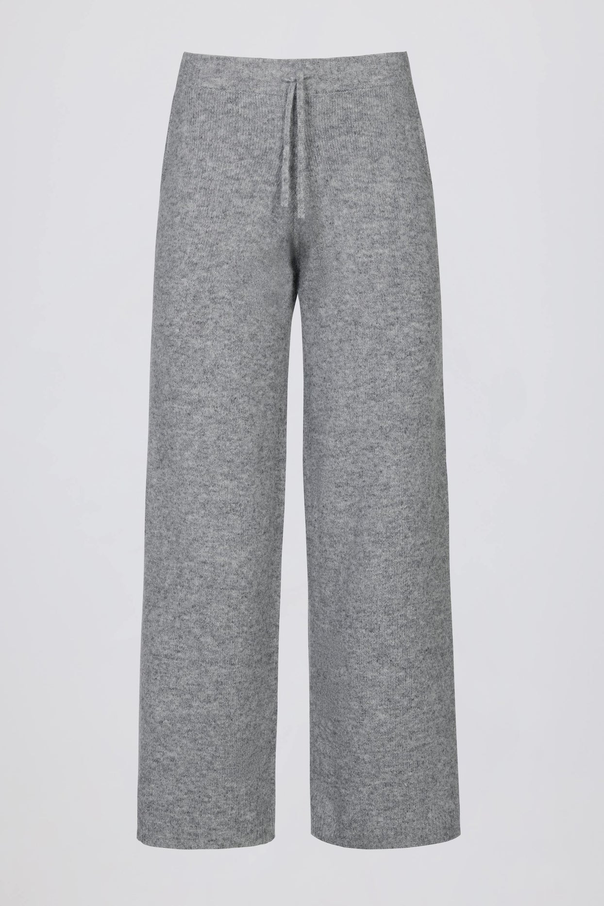 Knit Mid-Rise Wide-Leg Joggers in Grey - 3