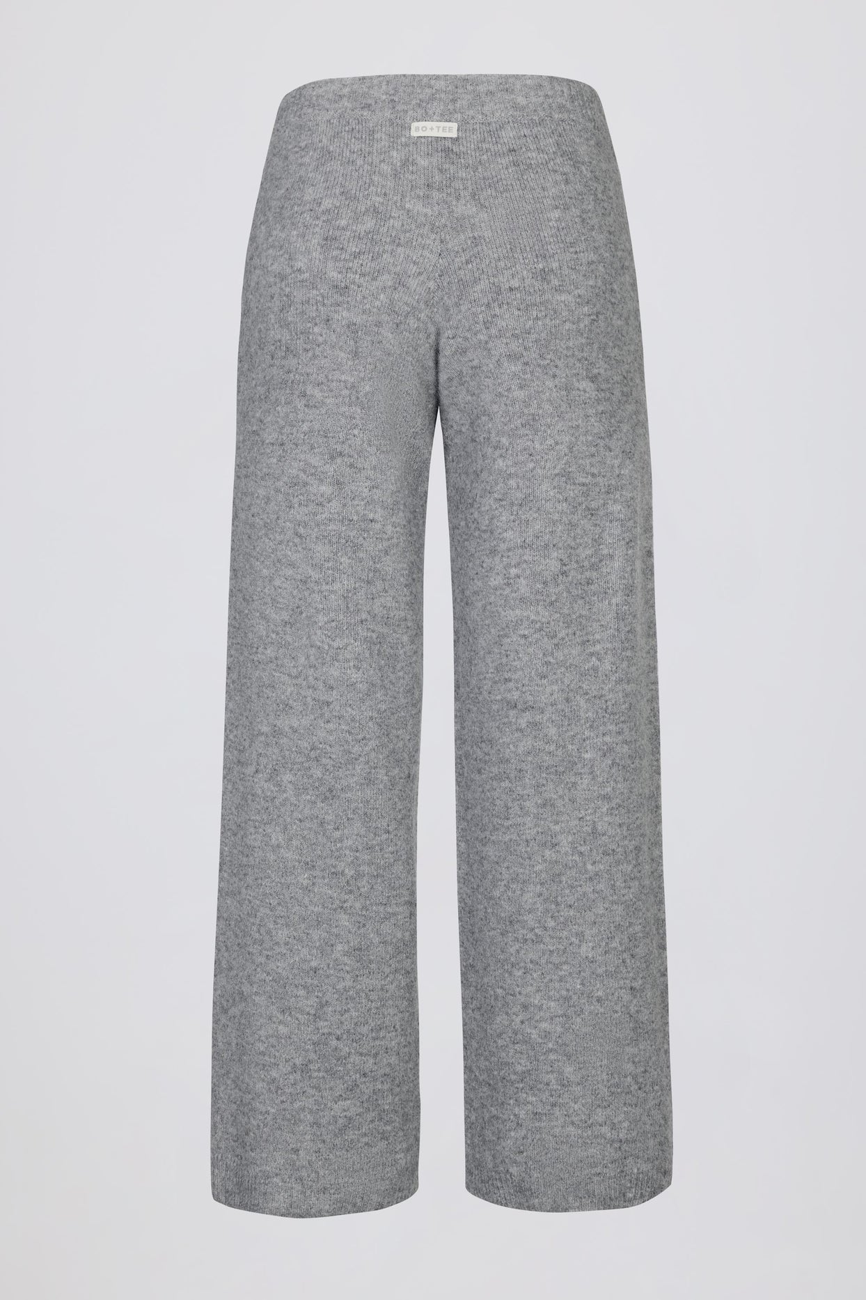 Knit Mid-Rise Wide-Leg Joggers in Grey - 4