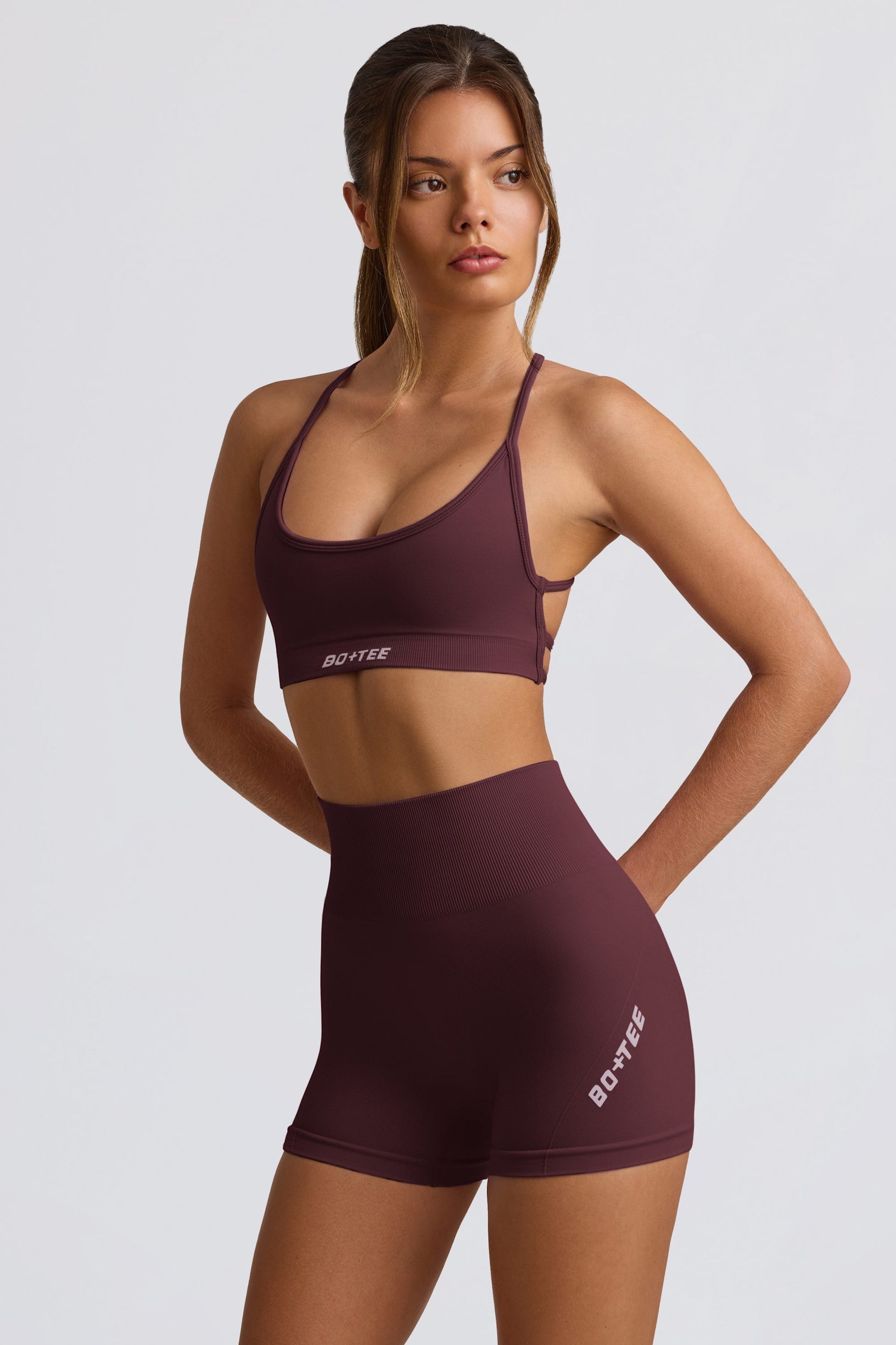 Super Sculpt Seamless Mini Shorts in Burgundy - 1