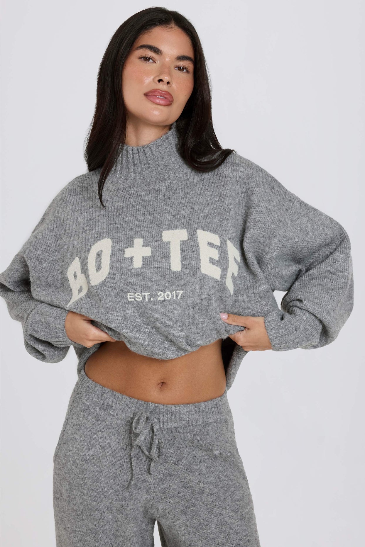 Soft Knit Oversized Jumper in Grey - 1