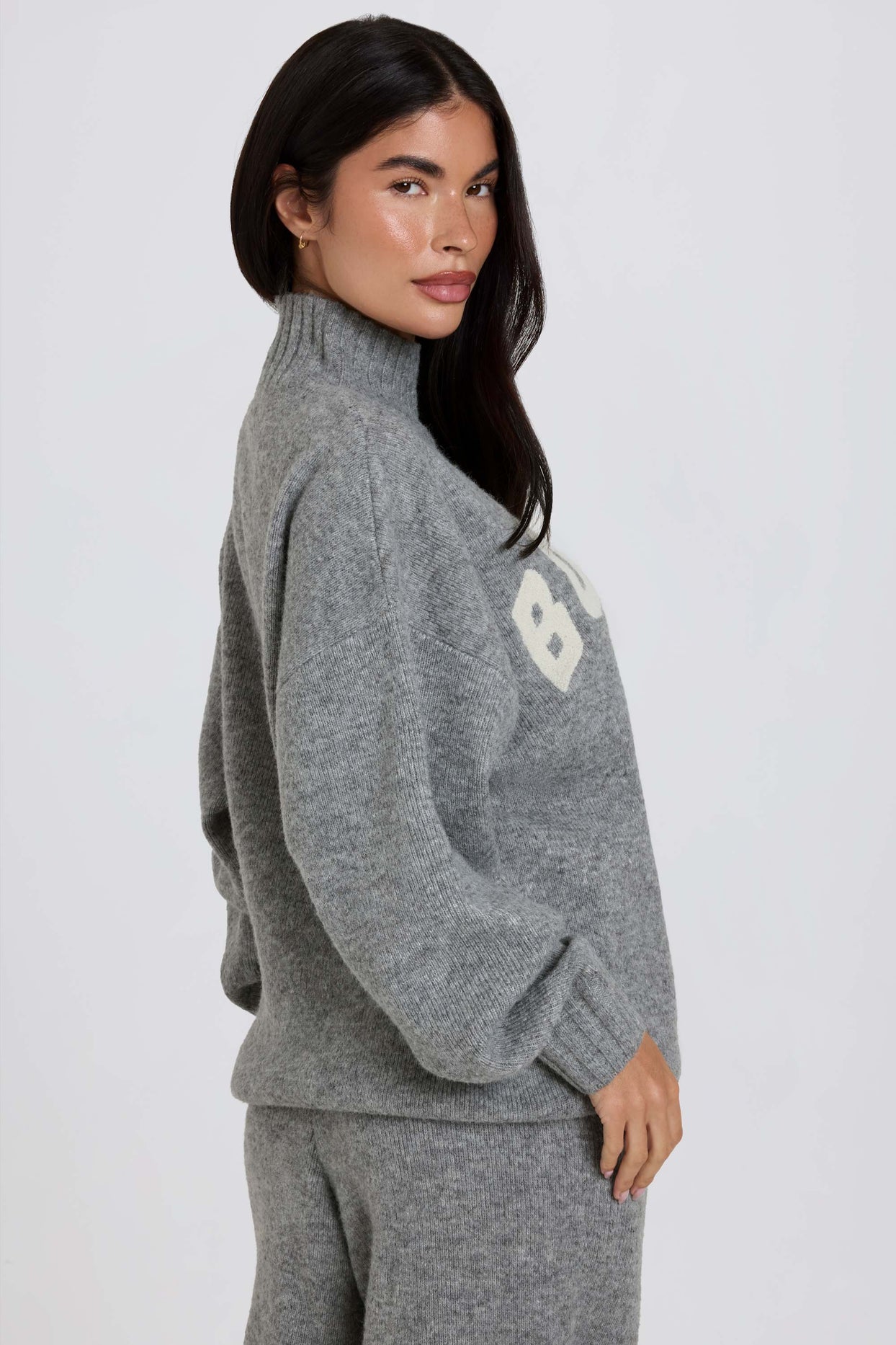 Soft Knit Oversized Jumper in Grey - 2
