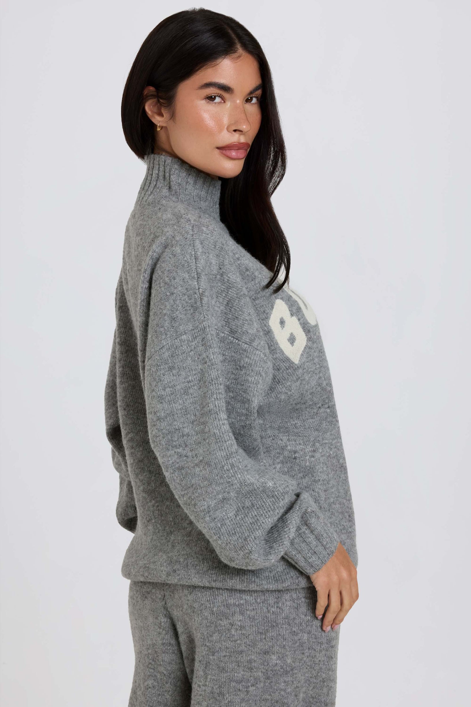 Soft Knit Oversized Jumper in Grey - 2