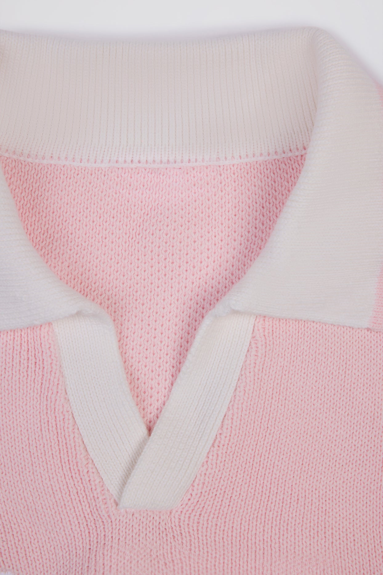 Cotton Jersey Oversized V-Neck Jumper in Powder Pink - 6