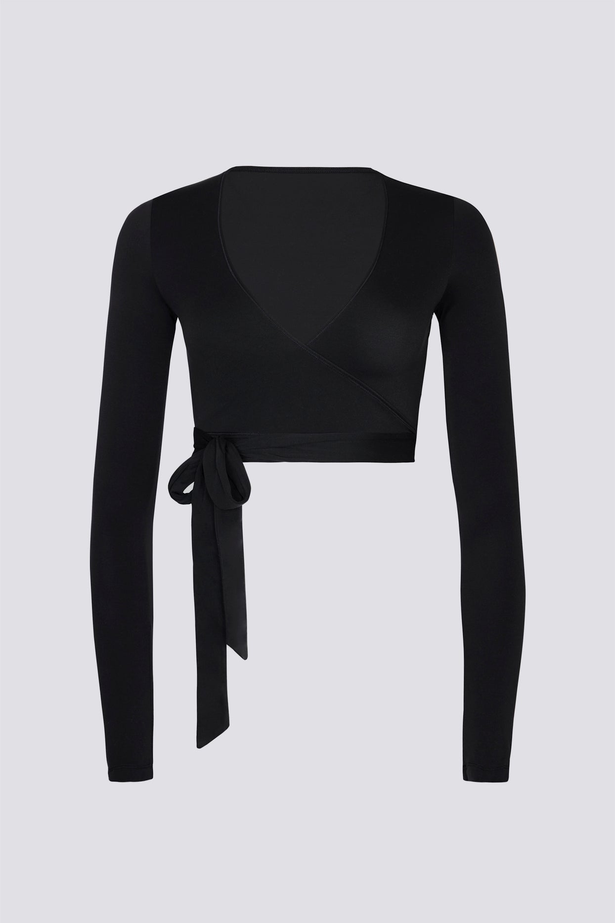 Soft Jersey Wrap Crop Top in Black - 2