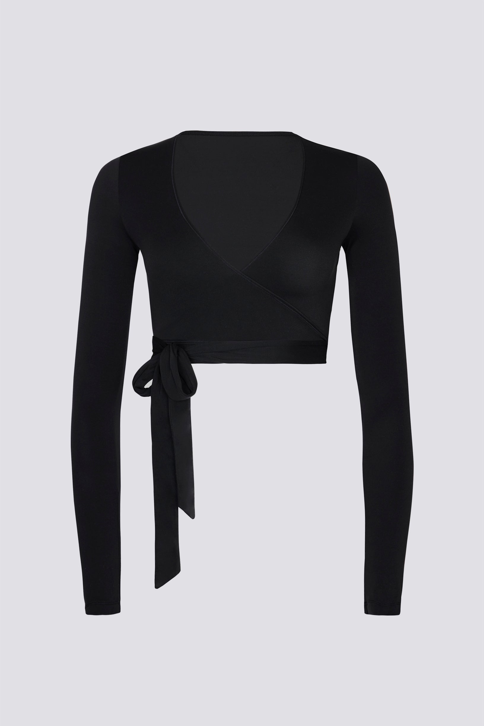 Soft Jersey Wrap Crop Top in Black - 2