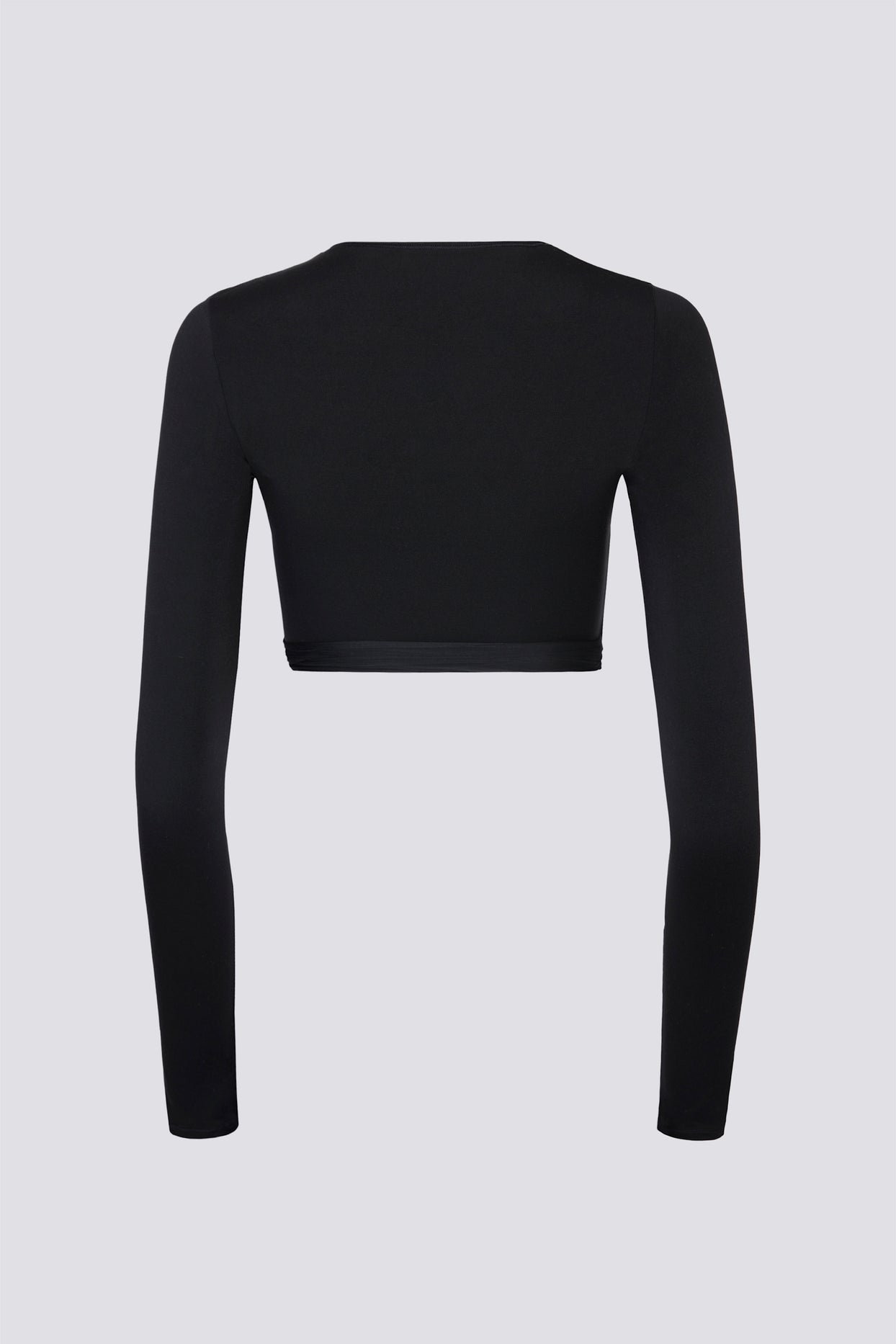 Soft Jersey Wrap Crop Top in Black - 4