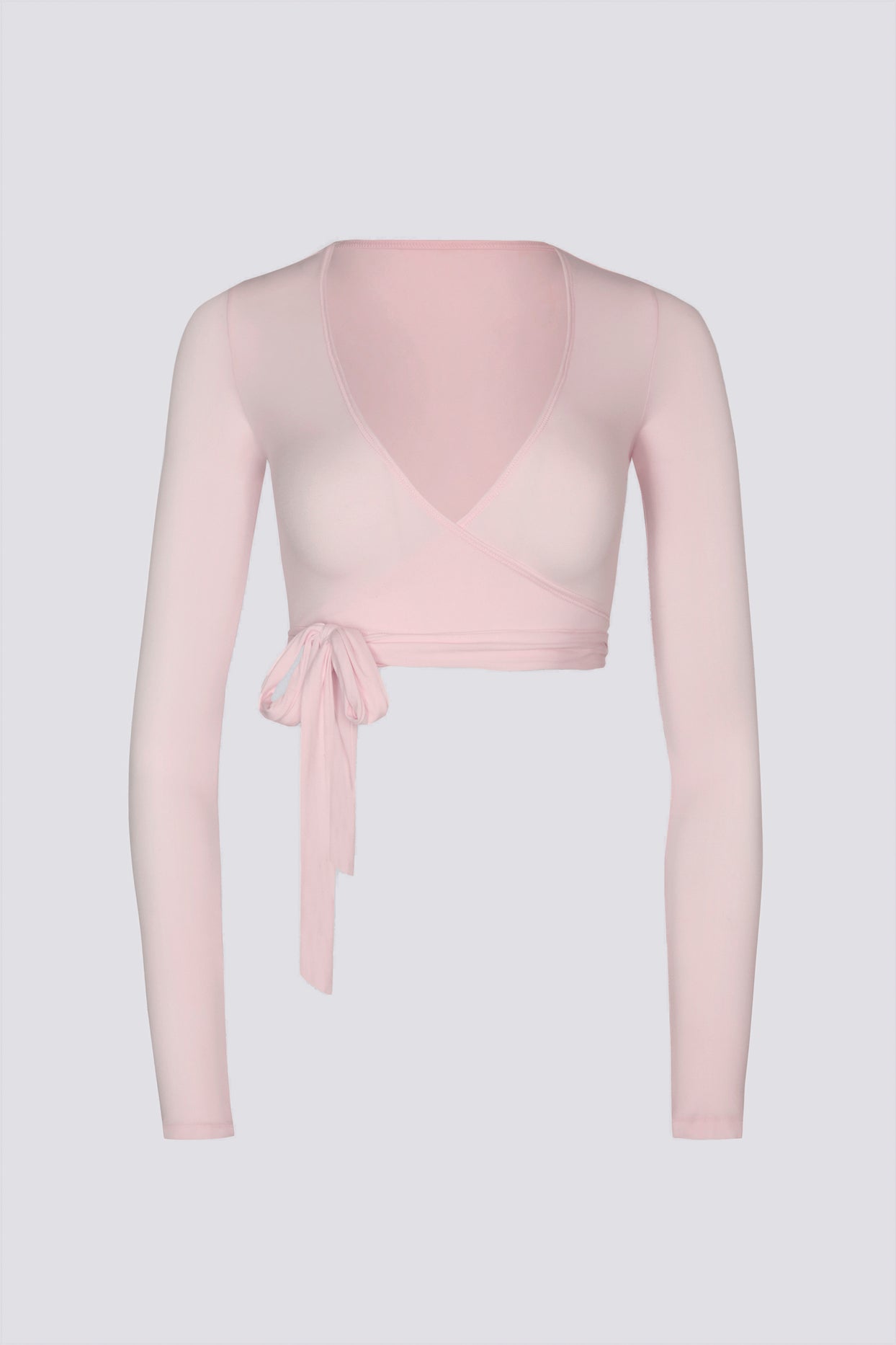 Soft Jersey Wrap Crop Top in Ballet Pink - 2