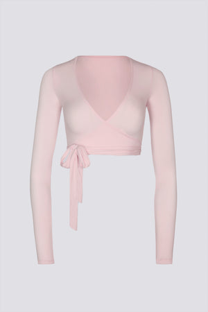 Soft Jersey Wrap Crop Top in Ballet Pink