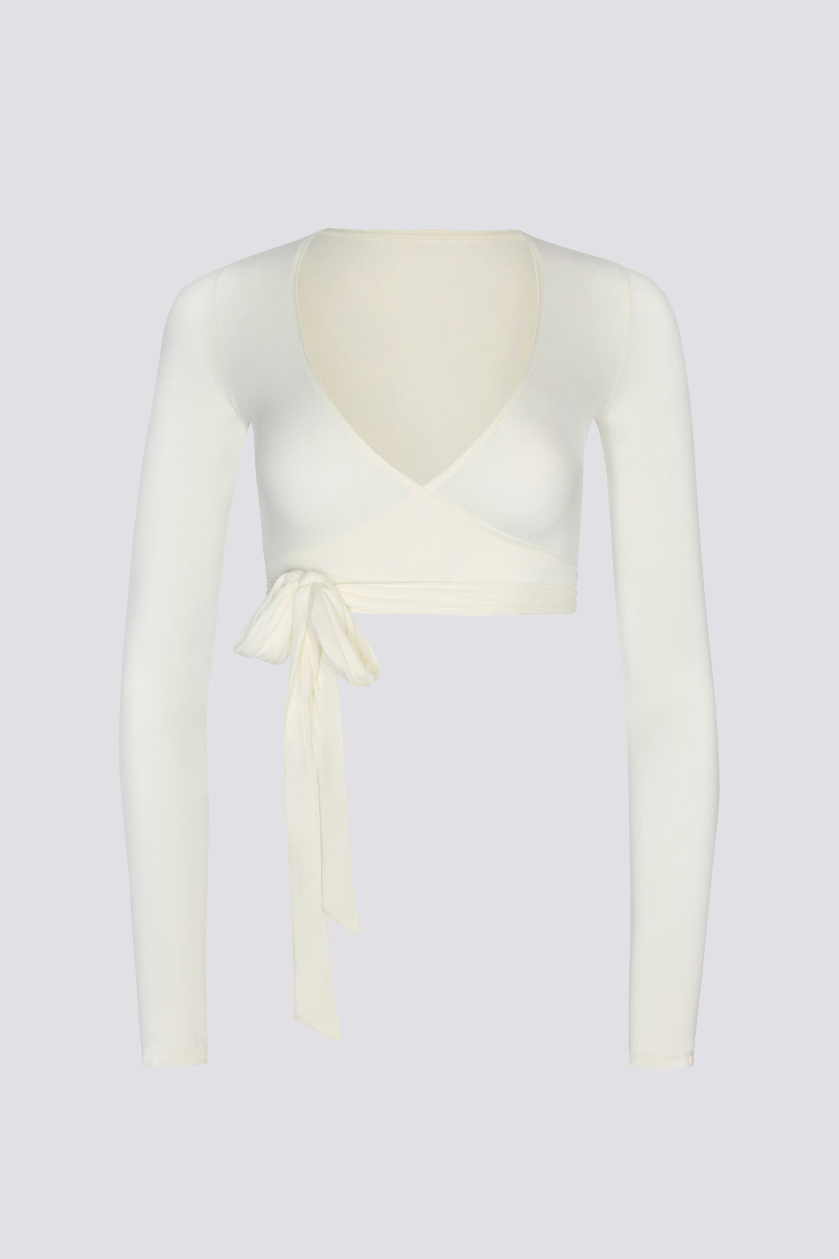 Soft Jersey Wrap Crop Top in White - 2