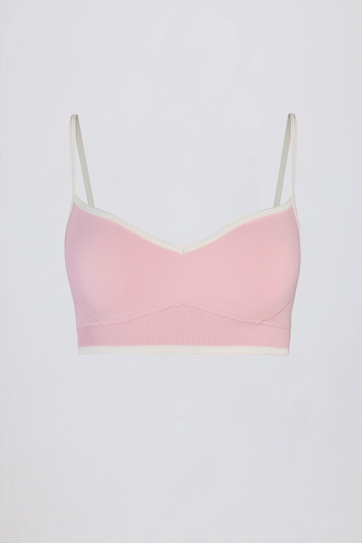 Soft Active Sweetheart-Neck Contrast Sports Bra in Powder Pink - 4