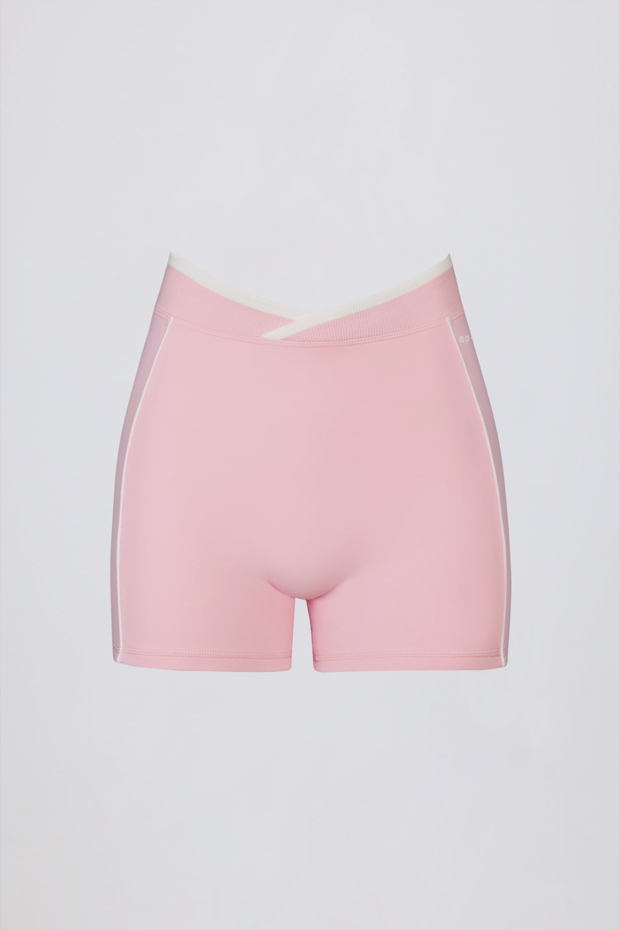 Soft Active Wrapover Contrast Mini Shorts in Powder Pink - 4