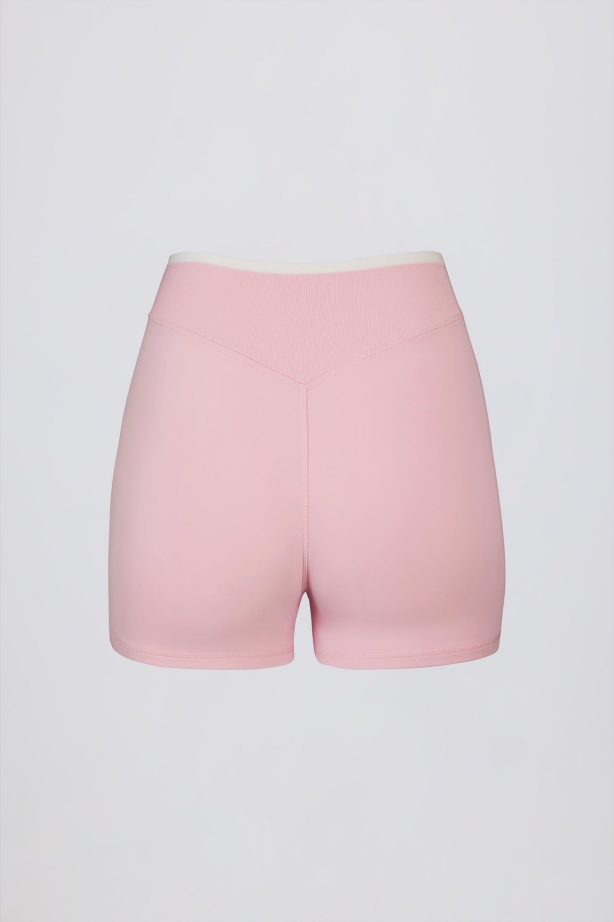 Soft Active Wrapover Contrast Mini Shorts in Powder Pink - 5