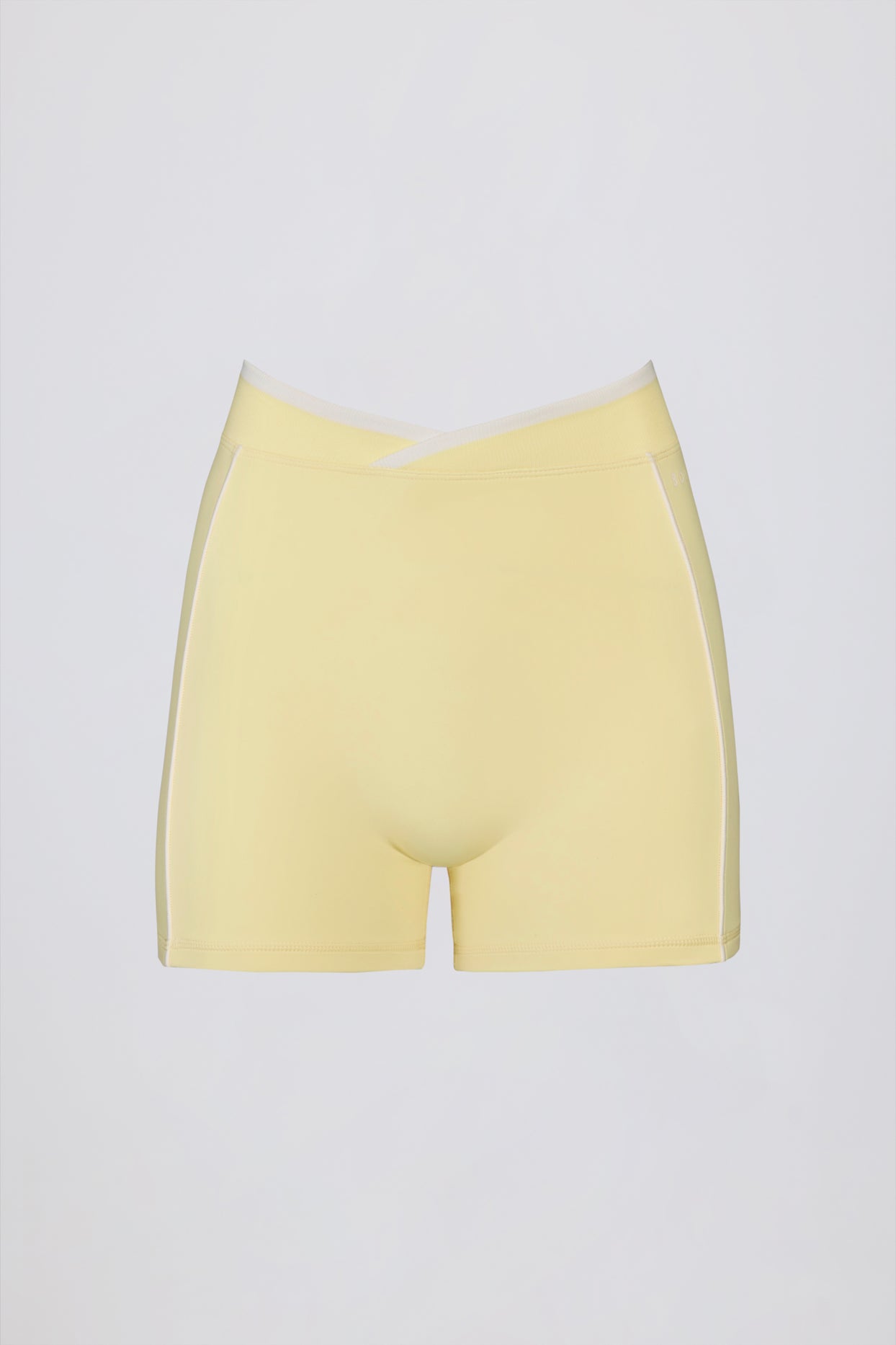 Soft Active Wrapover Contrast Mini Shorts in Soft Yellow - 4