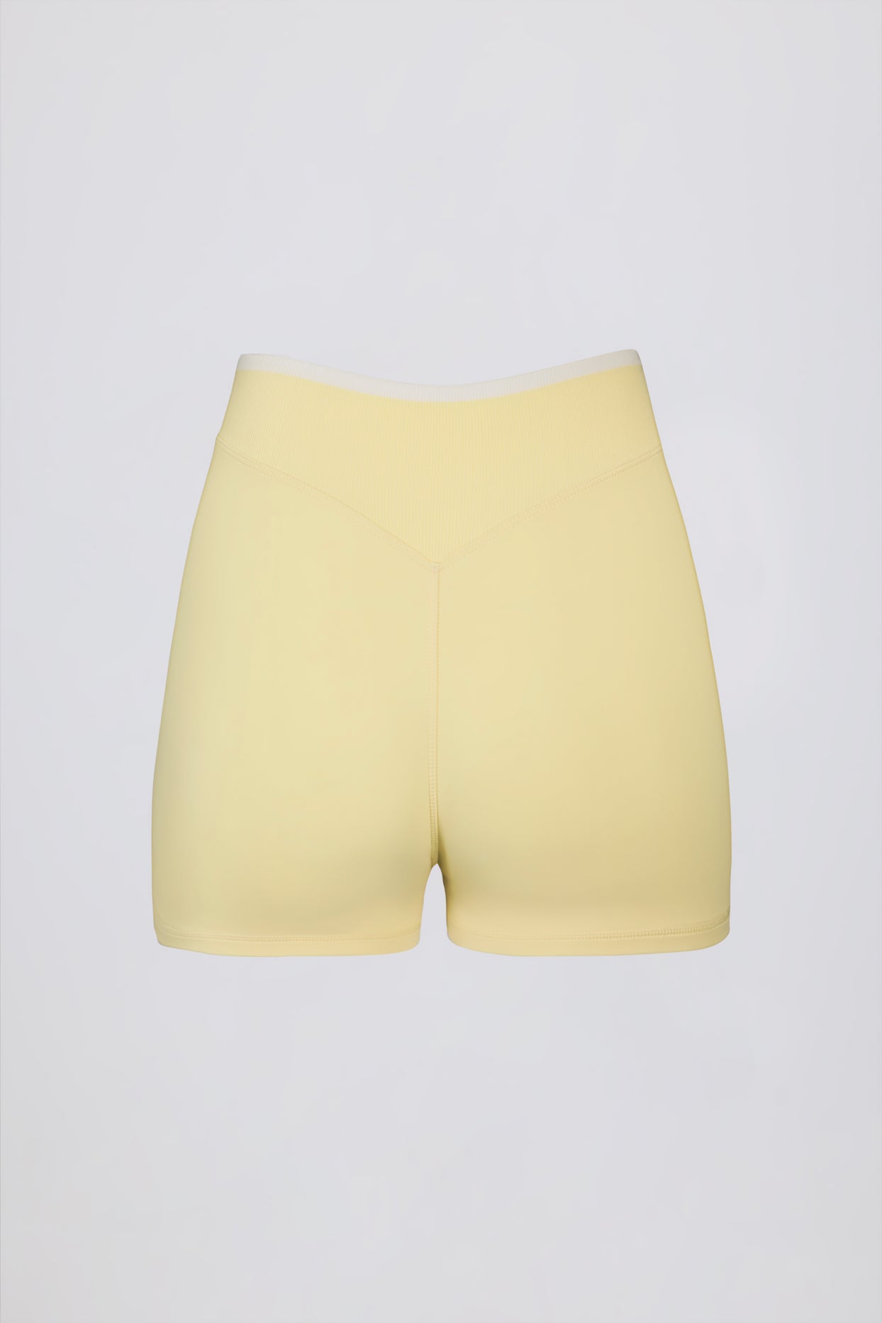 Soft Active Wrapover Contrast Mini Shorts in Soft Yellow - 5