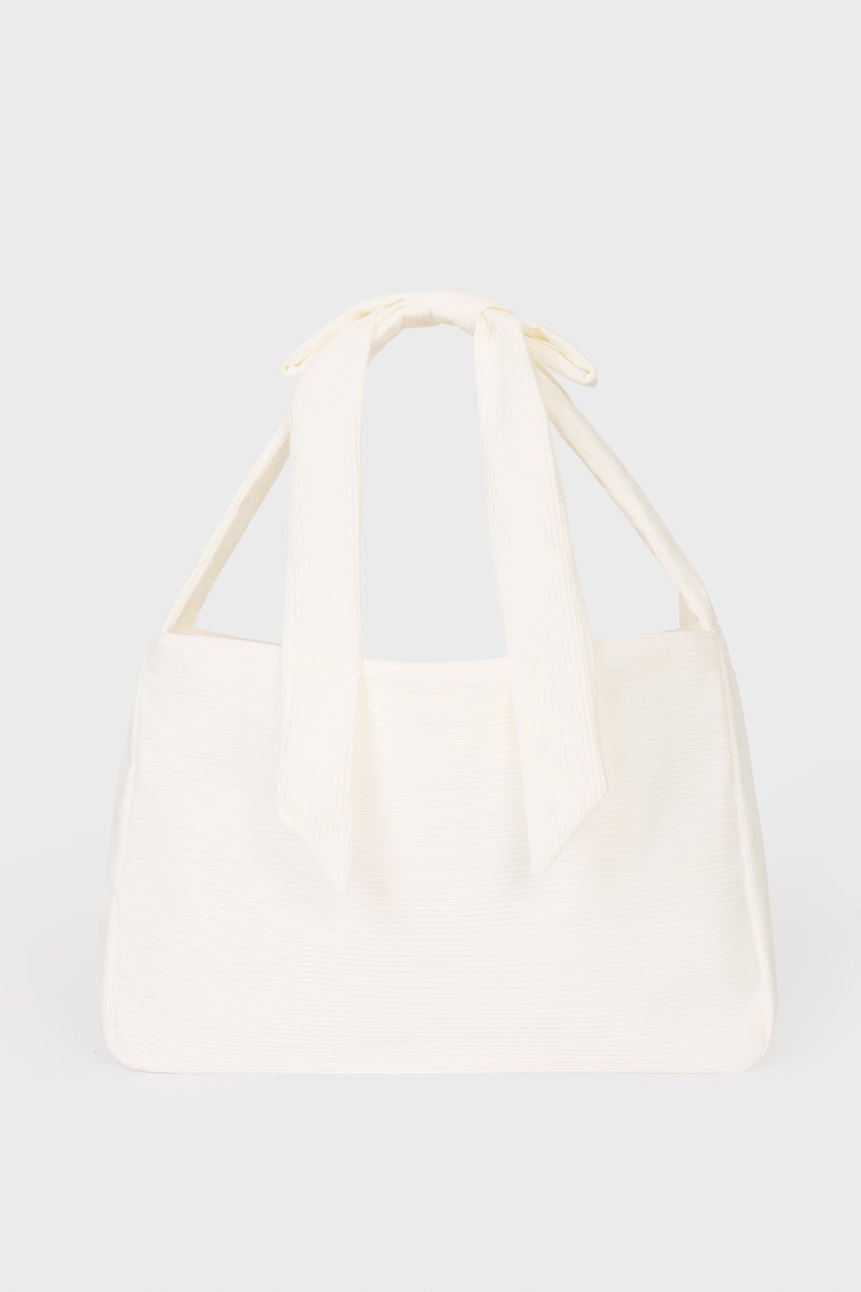 Corduroy Bow Tote Bag in Ivory - 3